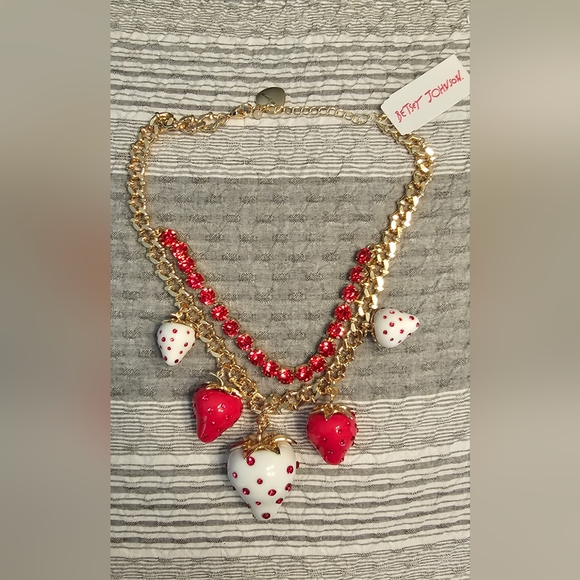 Betsey Johnson Layered Strawberry Necklace - Picture 1 of 3
